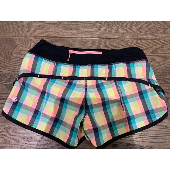 Lululemon Run Times Short size 4 Wee Wheezy Check Bleached Coral plaid speed - Picture 4 of 6